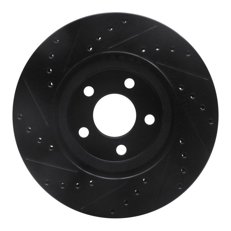 Chrysler PT Cruiser Brake Rotor (1) - Front Right - R1 Concepts - Drilled & Slotted - Black - `01-`10